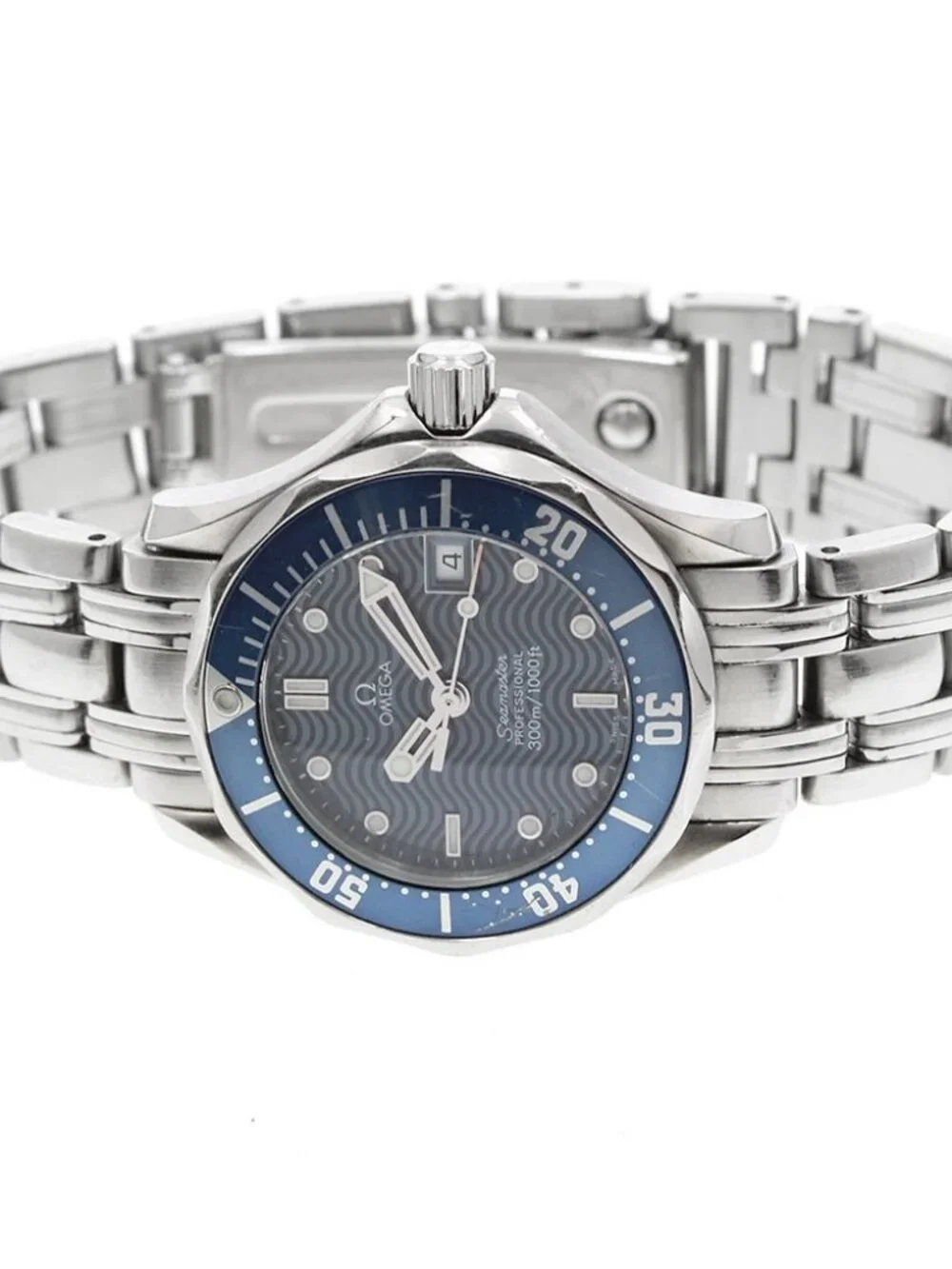 OMEGA Seamaster300 2583.80 Date Navy Dial Quartz Ladies Watch_965205